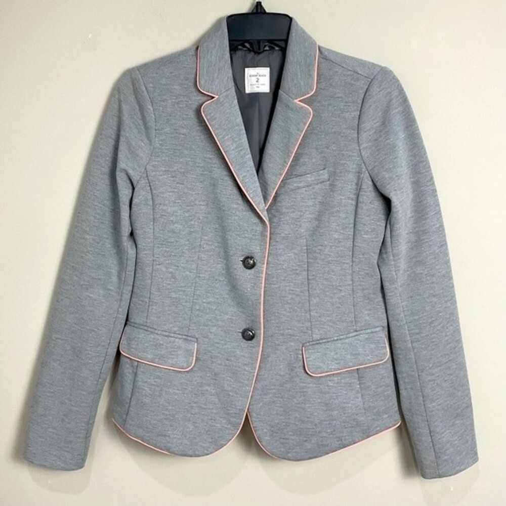 GAP Grey Academy Blazer Ladies Sz 2 Structured Knit Lined Notched Collar